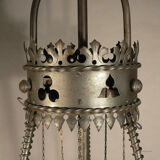 Antique medieval wrought iron chandelier from a German castle.