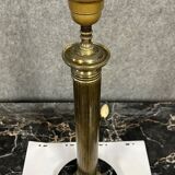 Lamp foot in gilded brass and black marble Louis XVI era around 1900