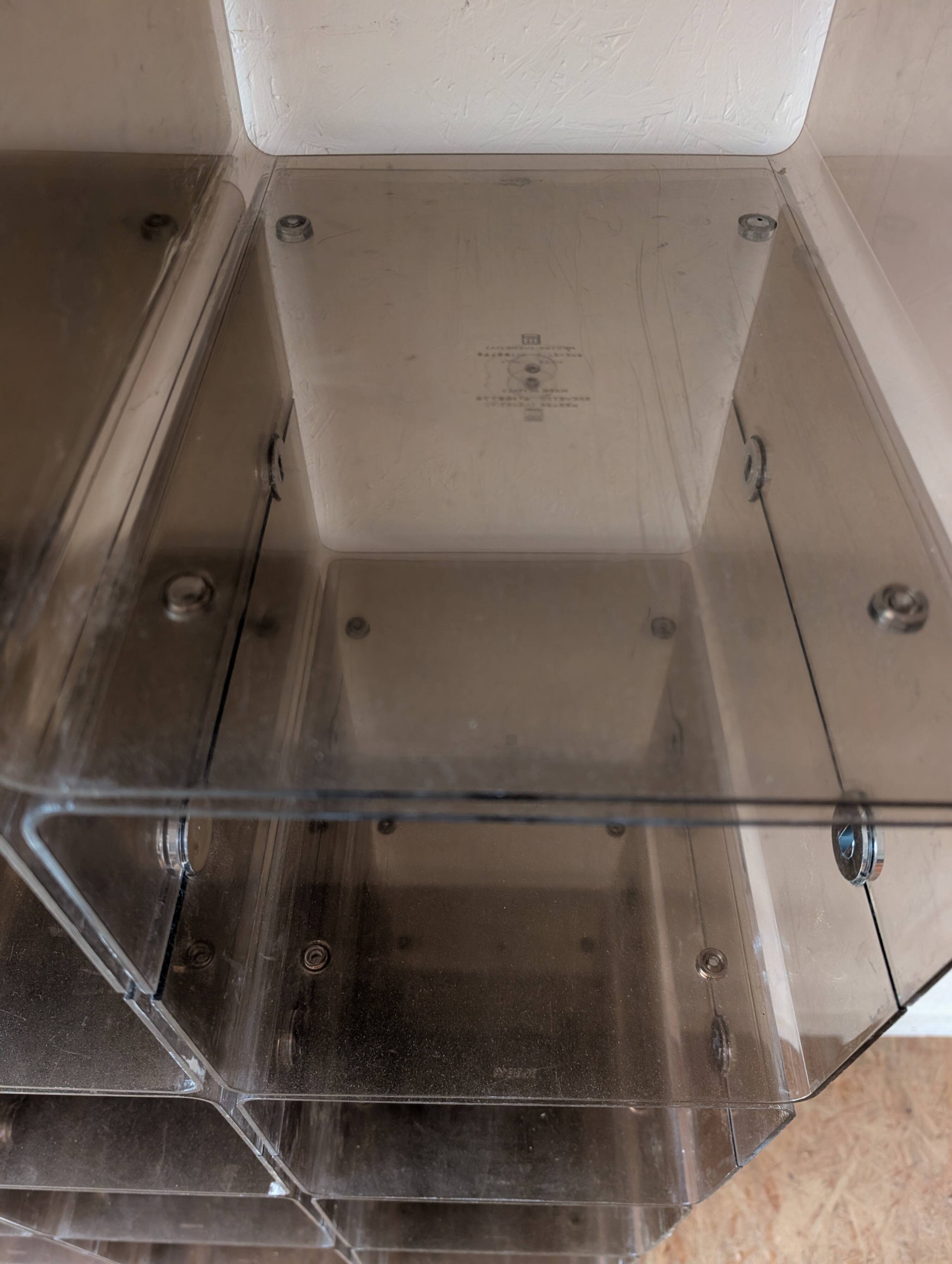 Set of 42 modular plexiglass lockers, Italy, 1970s