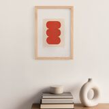 abstract illustration in red-orange on paper signed eawy