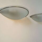 Pair of vintage wall lights, brass and sandblasted glass, Italy 1970