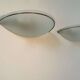 Pair of vintage wall lights, brass and sandblasted glass, Italy 1970