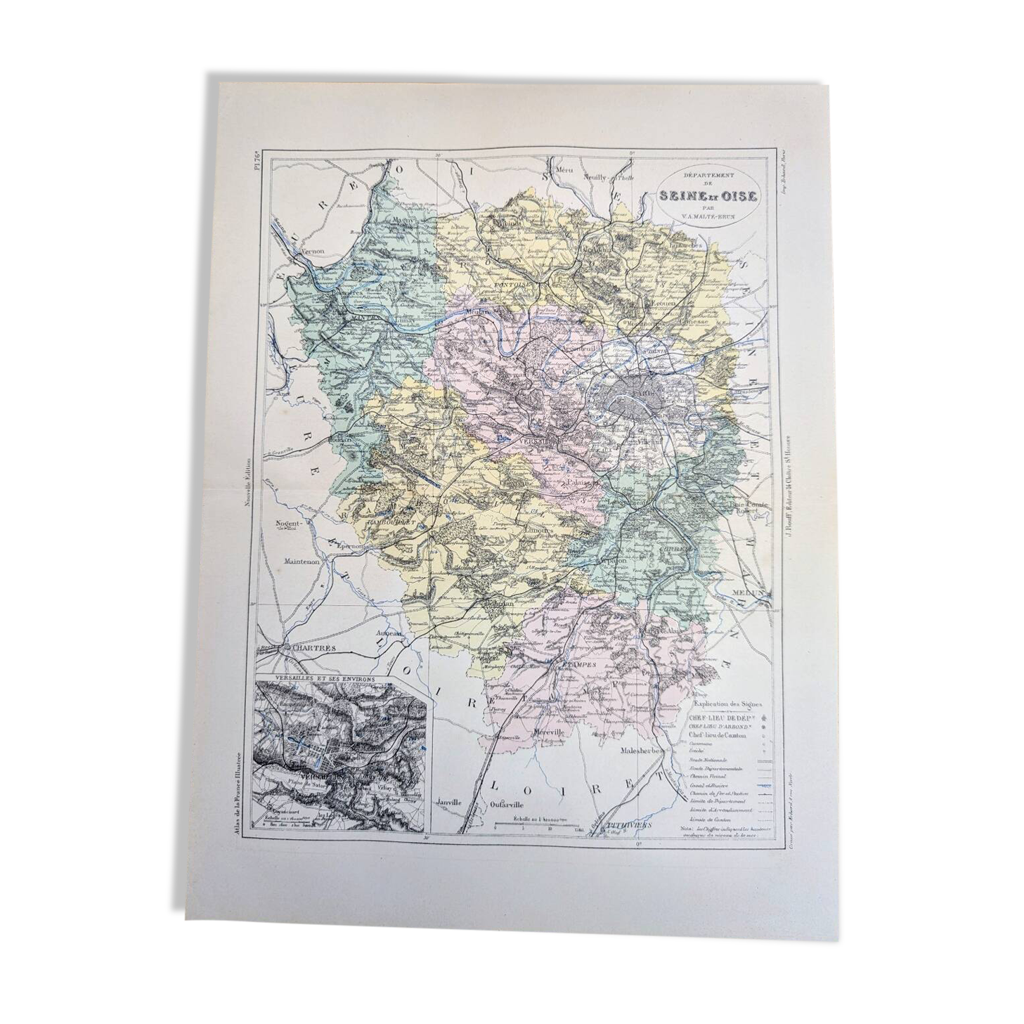 Map of Seine and Oise, printed in 1883.