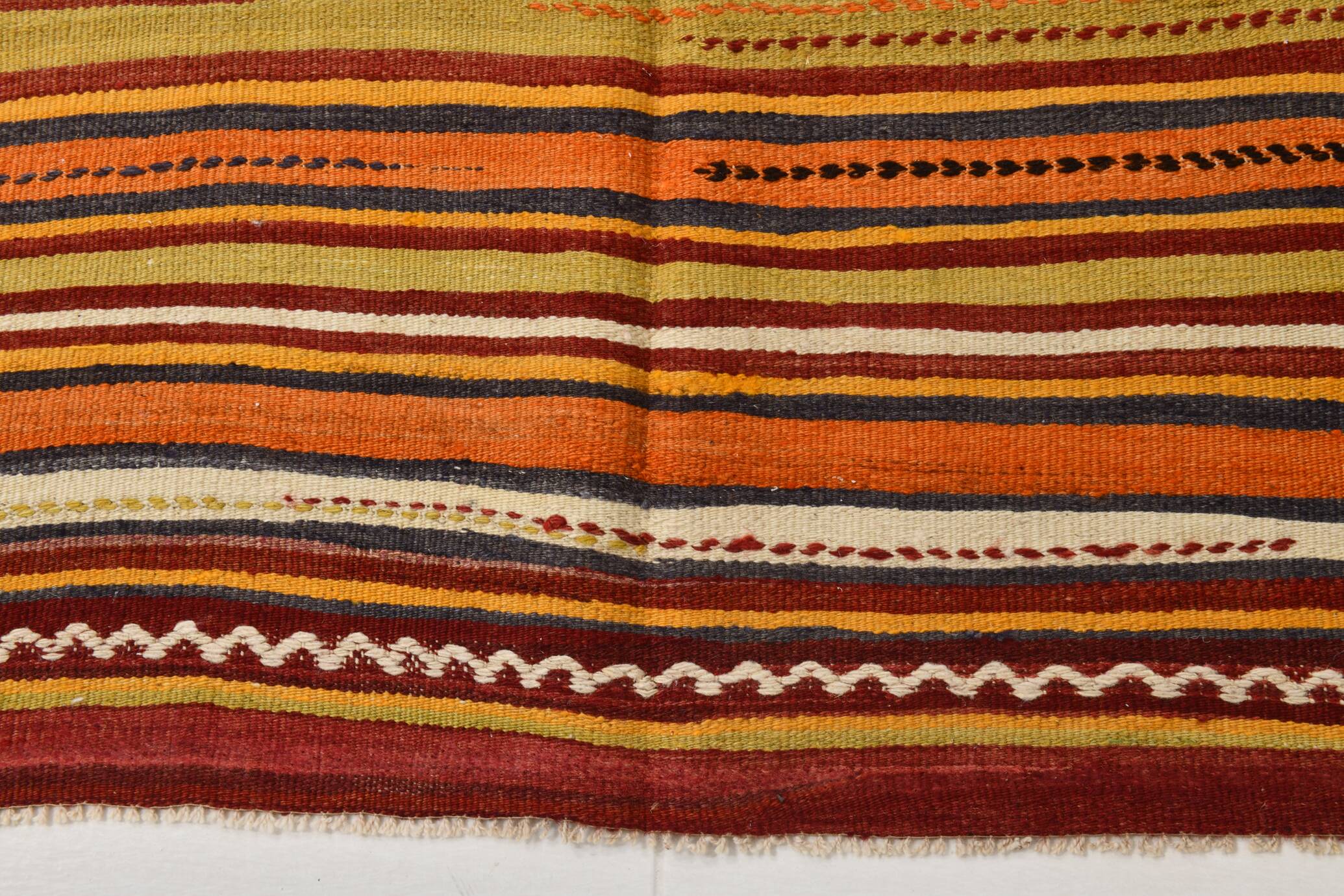 5x13 Orange Red Long Wide Vintage Kilim Rug, 149x402Cm SK 33068