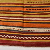 Tapis Kilim vintage long et large, orange et rouge, 5 x 13 cm, 149 x 402 cm, SK 33068