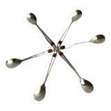 Art Nouveau metal and amber spoons