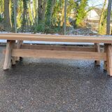 2 renovated oak farmhouse benches from the 20th century, 200cm.