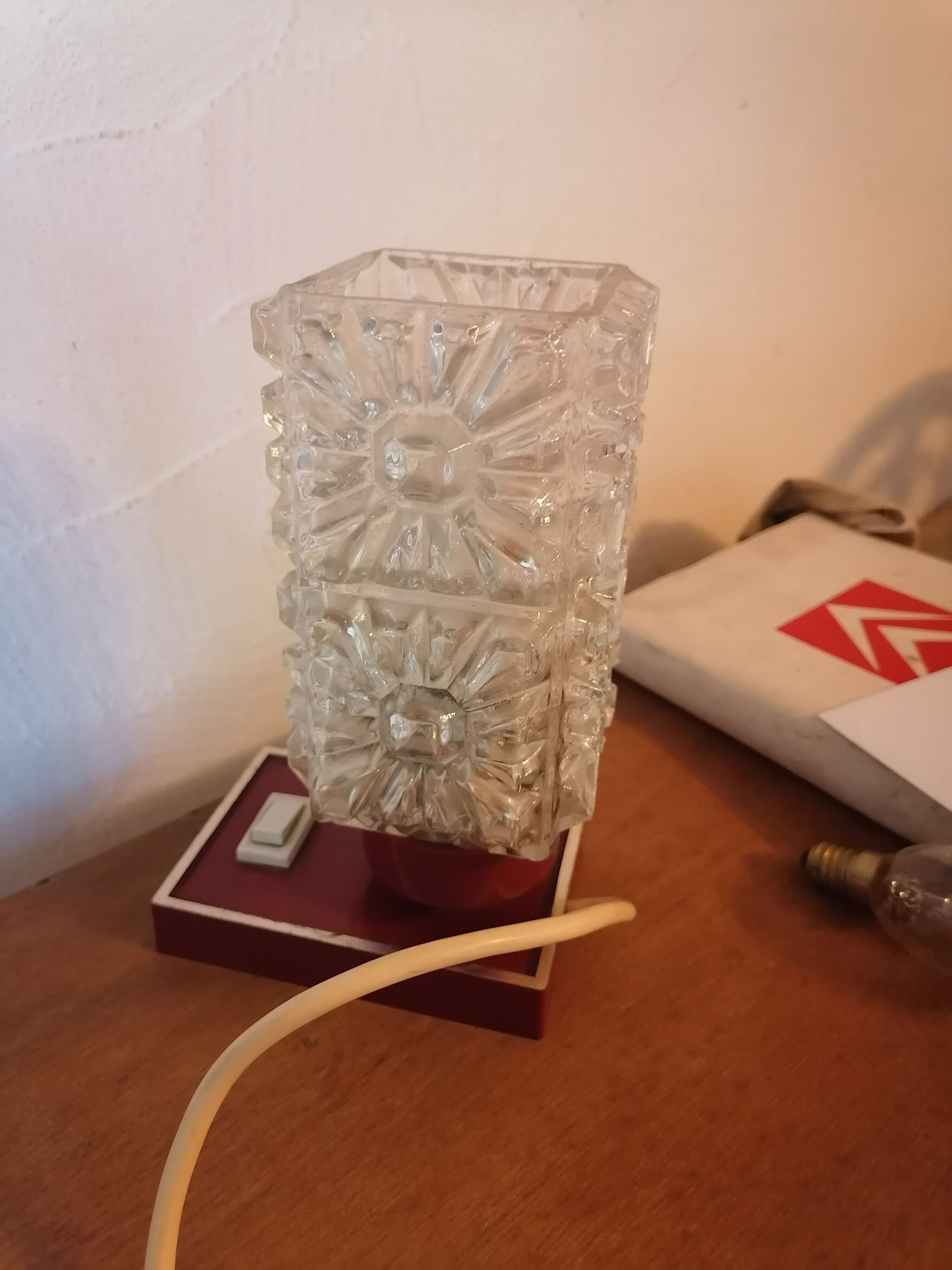 Lampe chevet bureau verre 1960 70