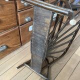 Vintage turned wood and rattan magazine rack