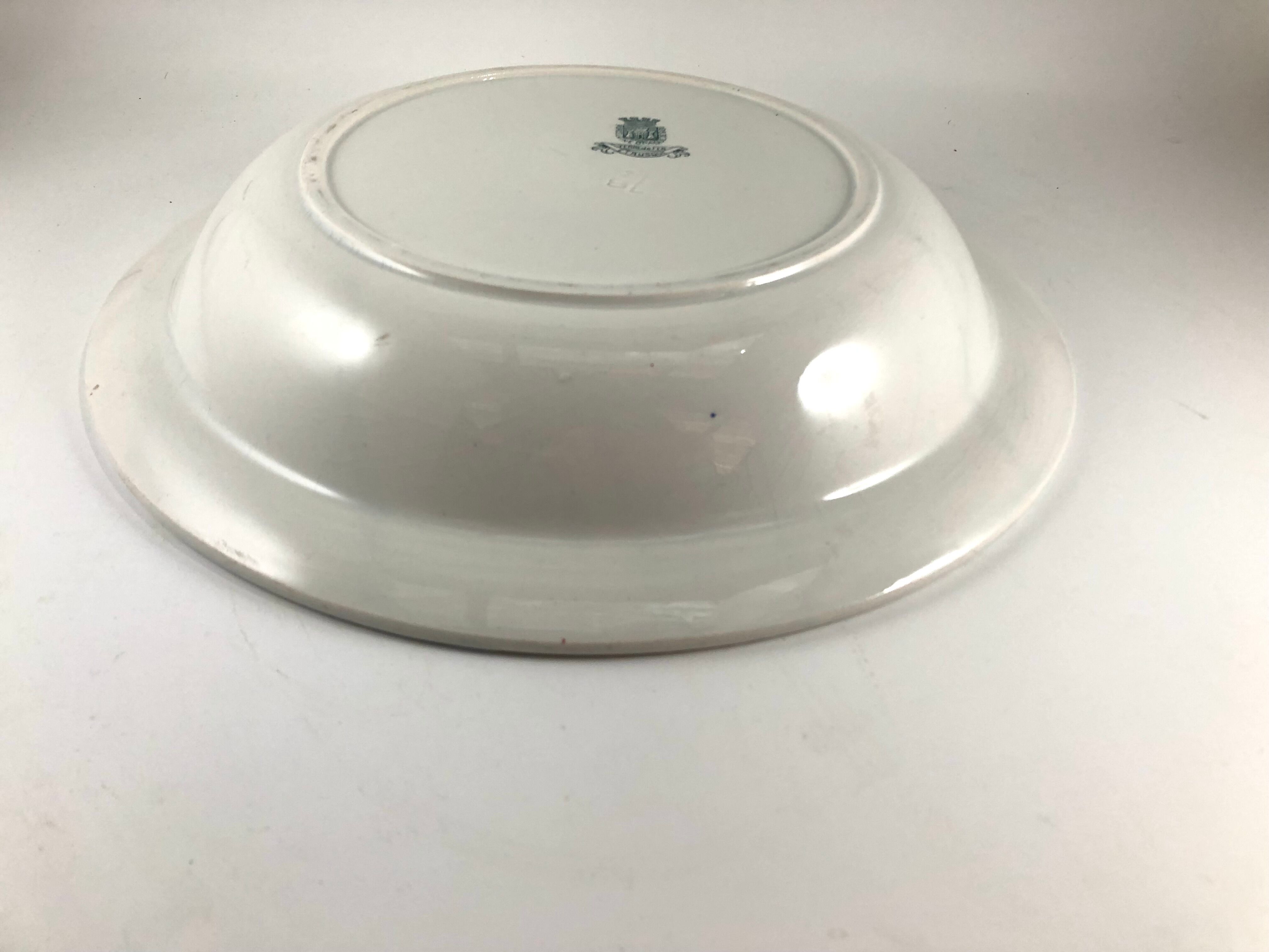 Flat round hollow 28,5cm iron earth Gien Etruscan