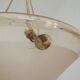 Vintage pink glass lamp with 3 cord hangers and pink ceiling 5001.
