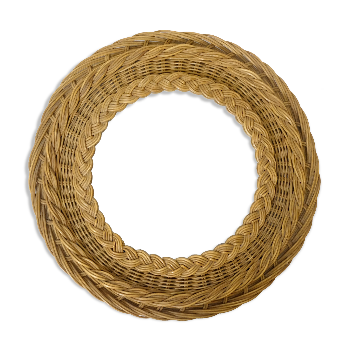 Round wicker mirror, 34cm