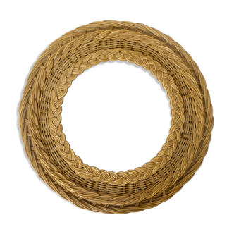 Round wicker mirror, 34cm