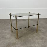 Smoked glass and gold metal side table from the 70s, end table