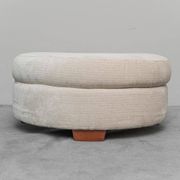 Half-moon pouf in light fabric 1970s vintage modernariato