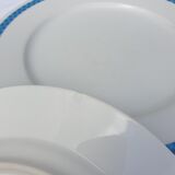 Set 12 plates checkered earthenware blue Lustucru diam25