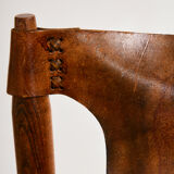 Hungarian calf leather lounge chair and ottoman, set of 2