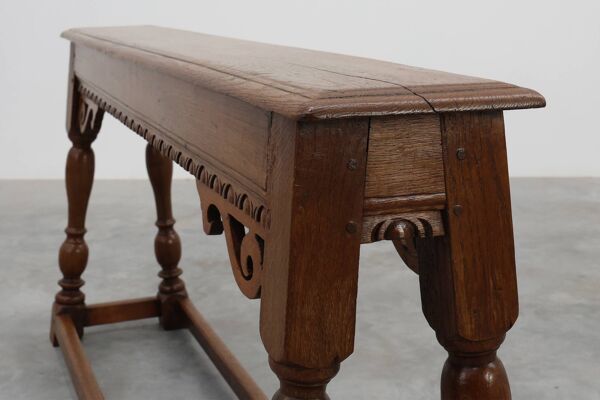 Banc en chêne sculpté jacobéen du XVIIe siècle, Royaume-Uni