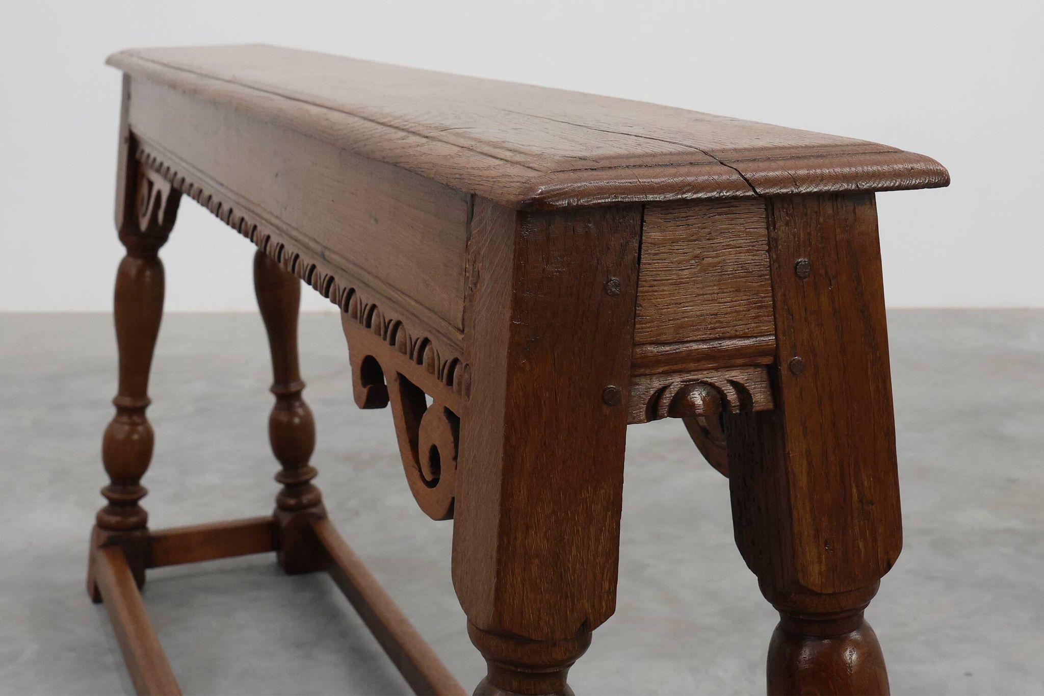 17th century Jacobean carved oak bench, UK