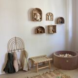 Rattan arch mirror