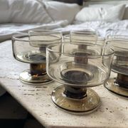 7 stemmed glasses, smoked glass, Mobil