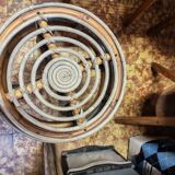 Wood and rattan stool