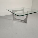 Alu and glass coffee table by KNUT HESTERBERG 1970s