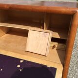 Vintage secretary desk, known as donkey's back, in cherry wood, Italian by Marelli & Fratelli.