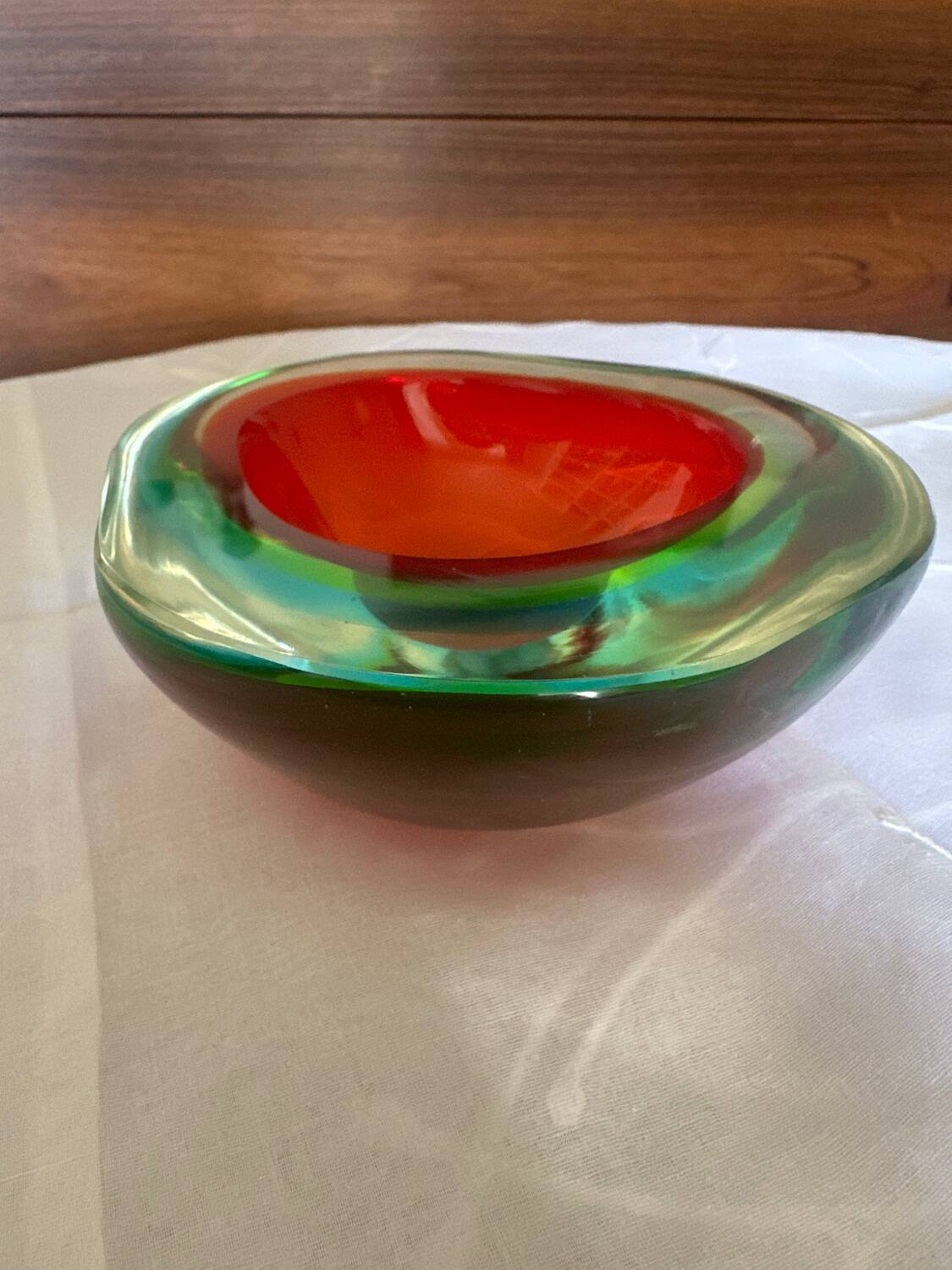 Ashtray glass "Sommerso" Flavio Poli Murano Vintage 1