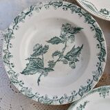 4 assiettes creuses anciennes terre de fer verte dépareillées
