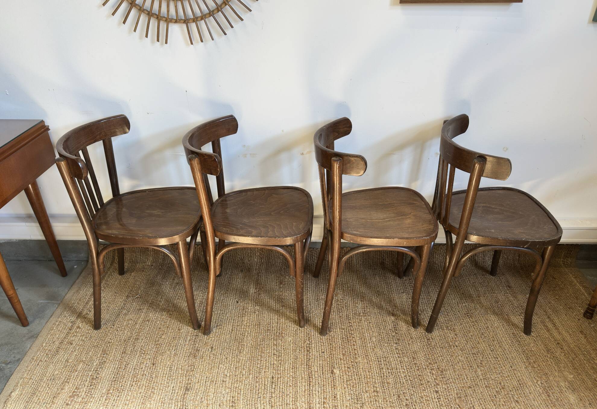 4 bentwood bistro chairs – slatted back – Baumann style