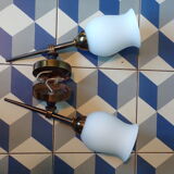 Pair of 1960 brass torch wall light