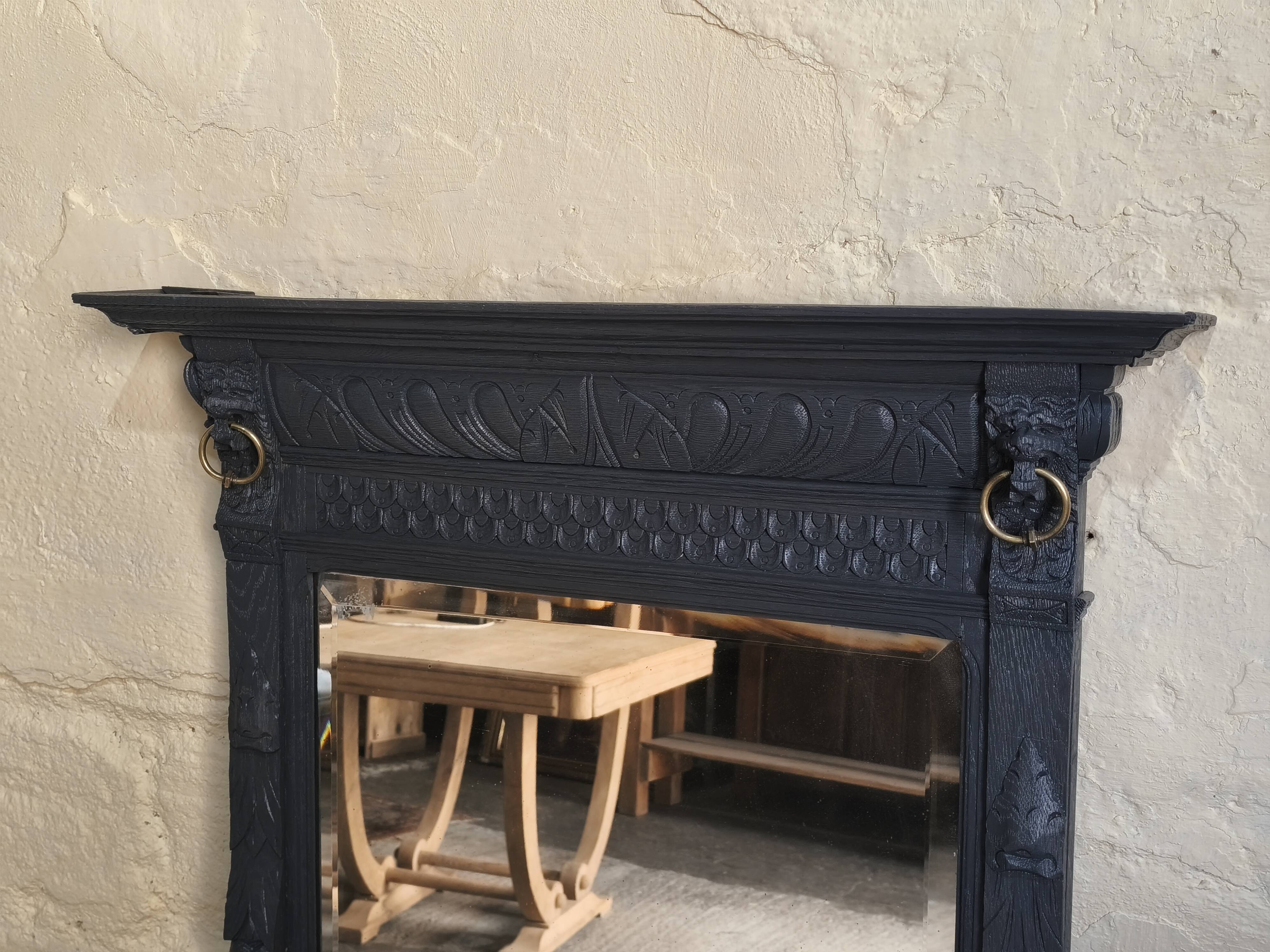 1920s mirror in dark grey painted oak