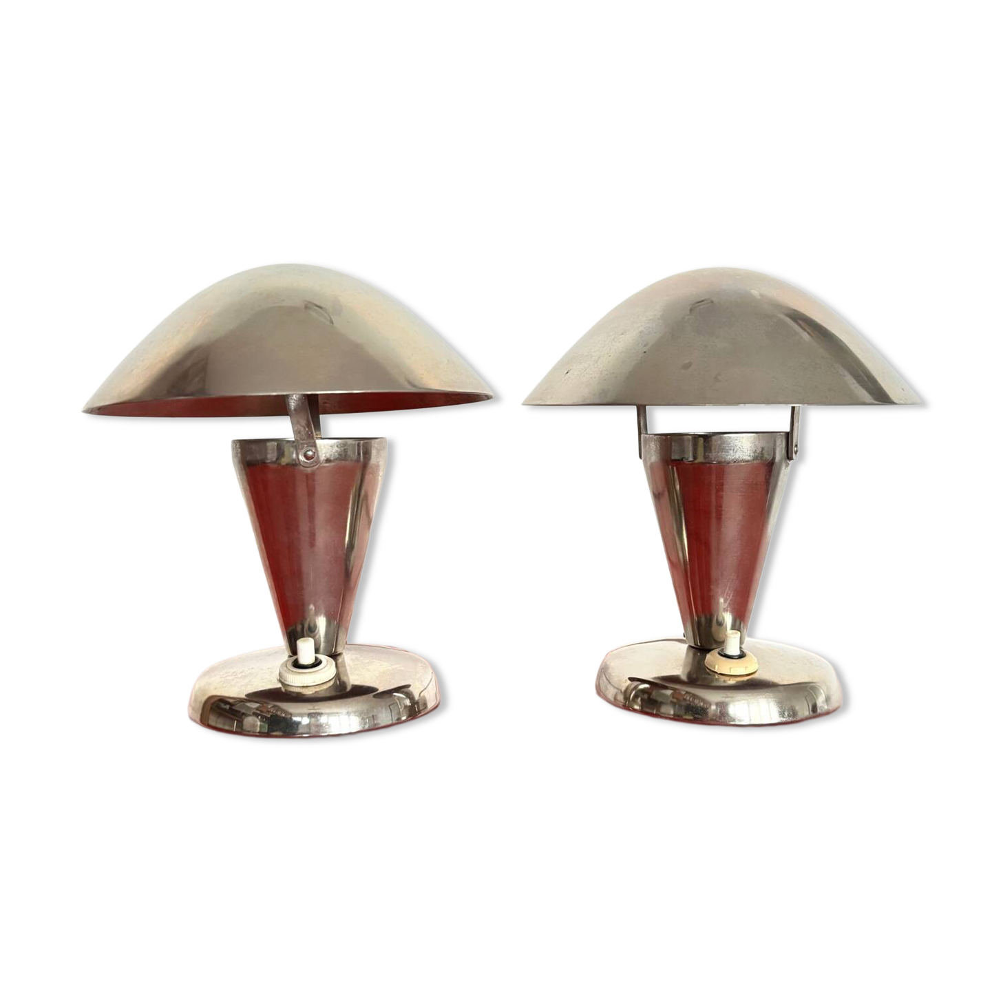 Ensemble de lampes de chevet chromées Art Déco, Tchécoslovaquie