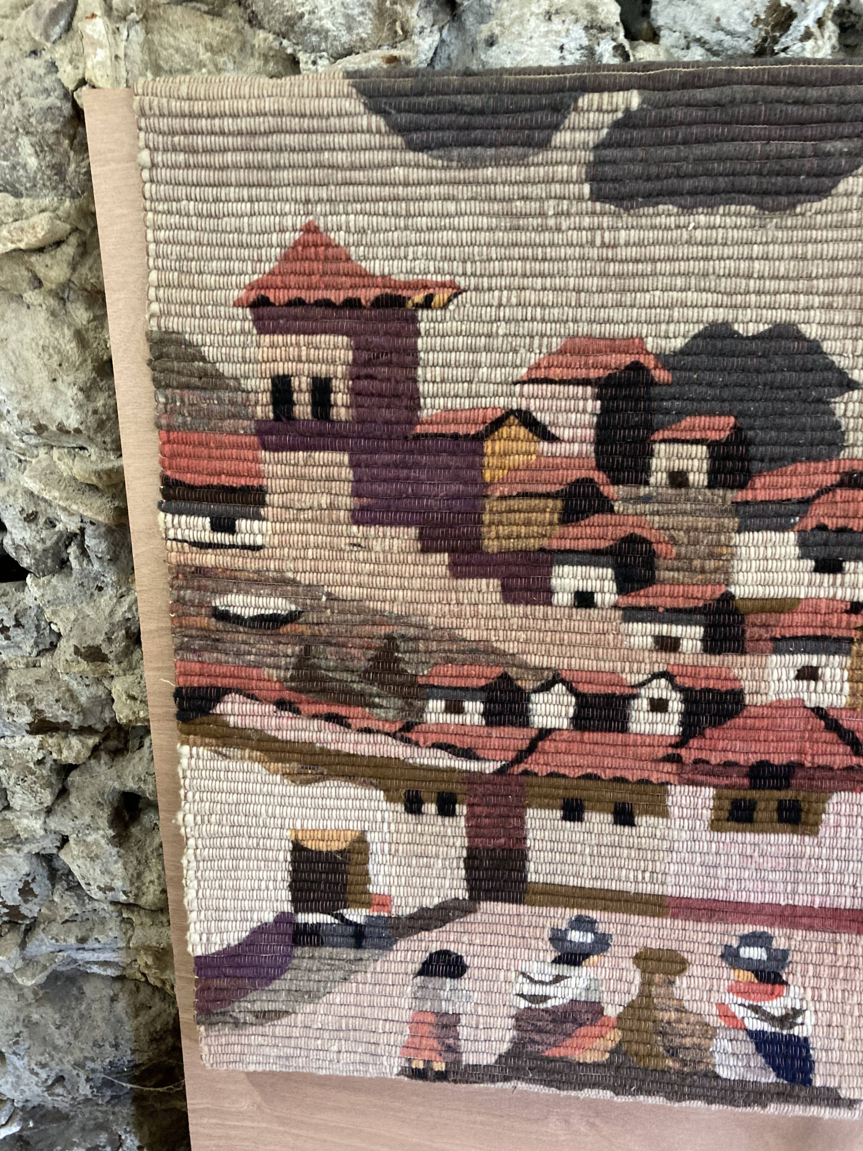 Peruvian tapestry 60/70 in alpaca wool - vintage peruvian handicraft