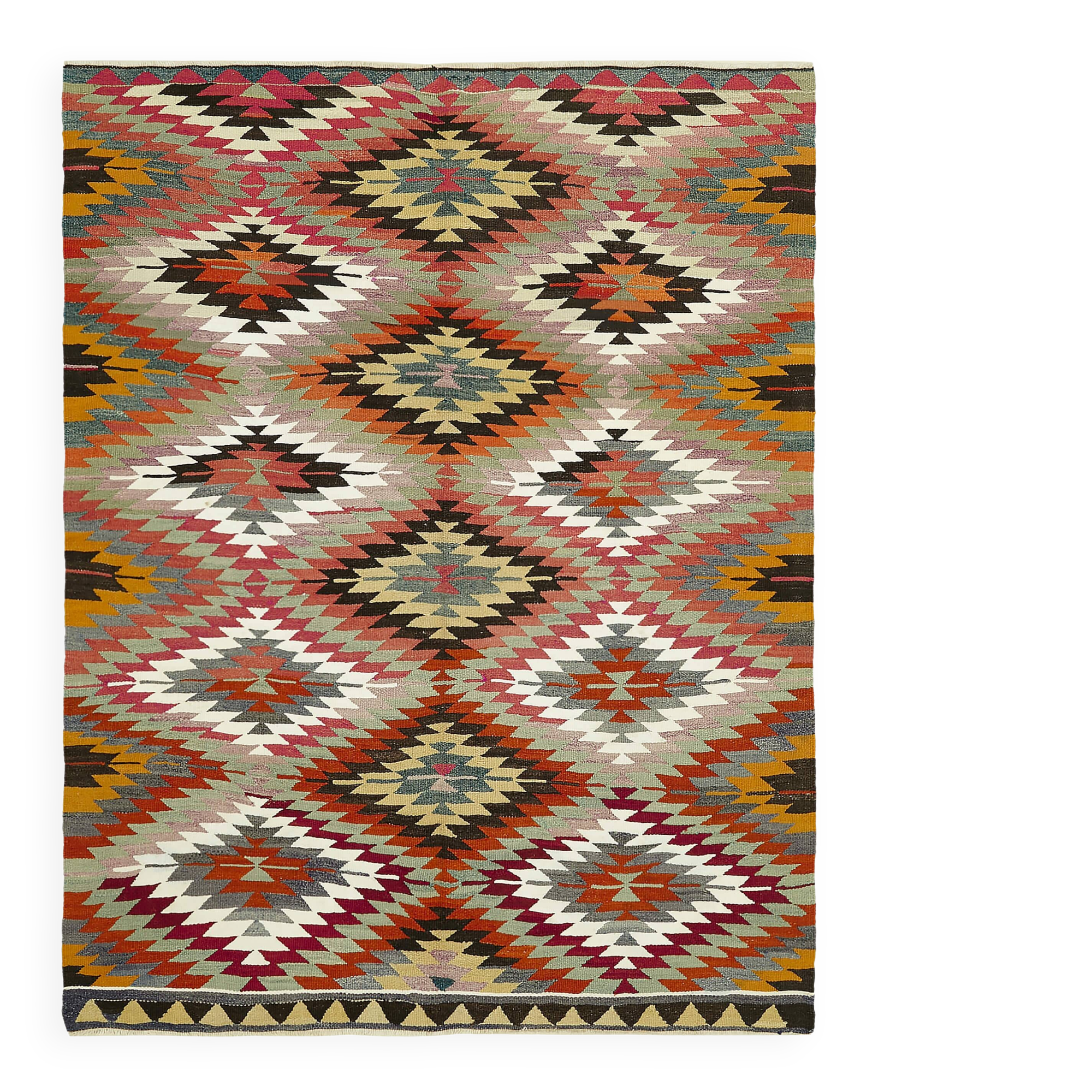 Turkish Handmade Vintage Anatolian Kilim 170 cm x 214 cm