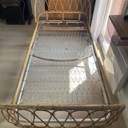 Vintage rattan basket bed