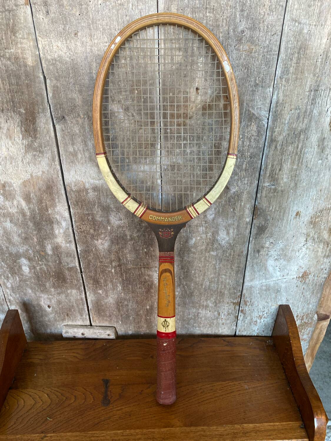 Ancienne Raquette Tennis COMMANDER Bois Sport Vintage #B765