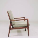 Fauteuil vintage olive vert velours côtelé 1960
