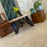 Round coffee table with steel base