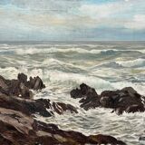 Tableau HST "Marine - rough sea" signed Jacques Jourdan