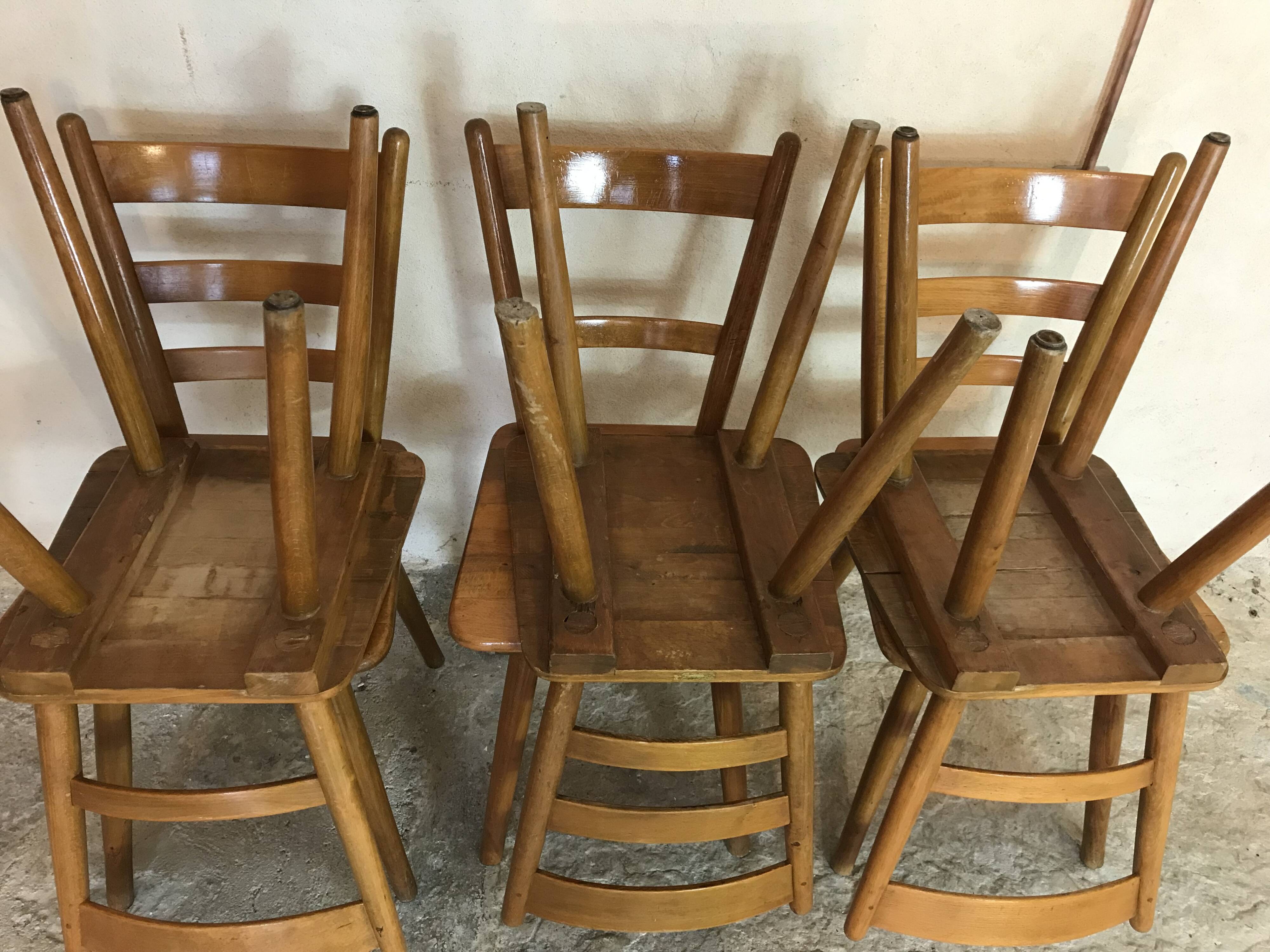 Set of 6 solid beech chairs by Adolf Schneck