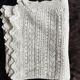 White cotton bedspread - throw with geometric chevron pattern