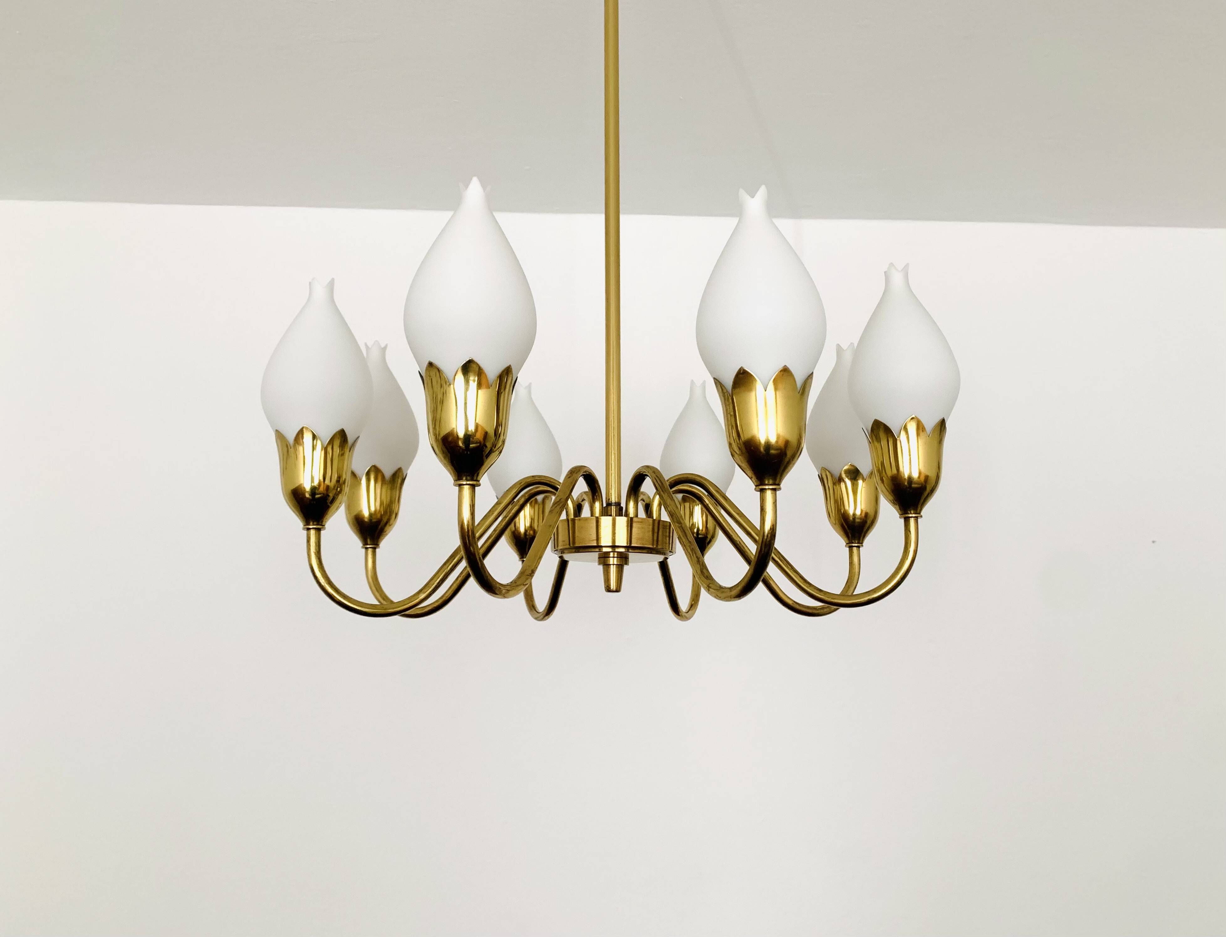 Danish Brass Chandelier by Fog and Morup