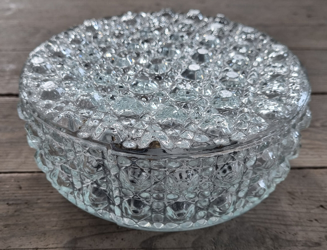 Ceiling lamp / round wall lamp, vintage glass