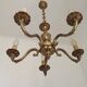 French Vintage Mid Century Bronze 5 Light Traditional Style Chandelier