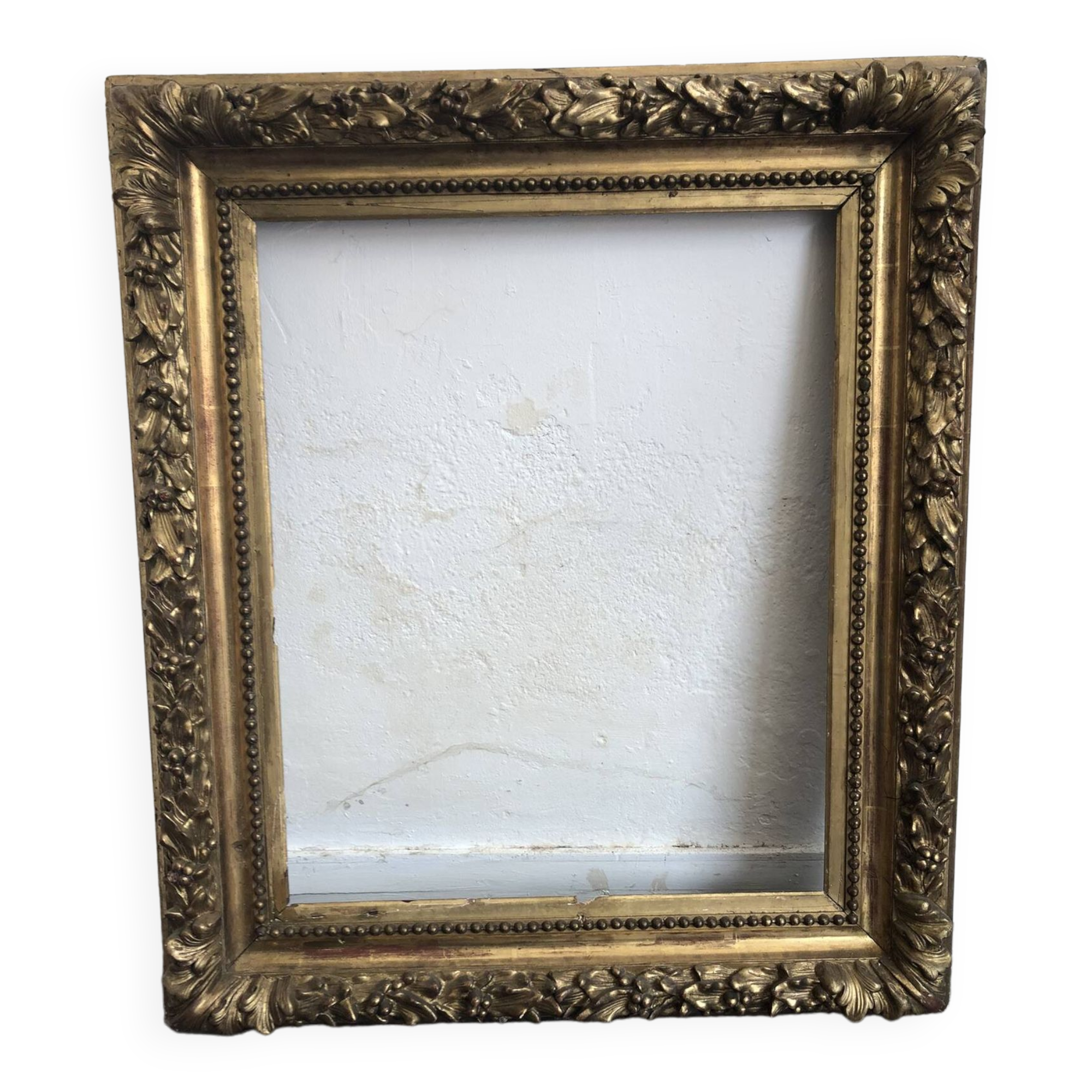 Large frame XIX gilded leaf height 100cm width 86cm