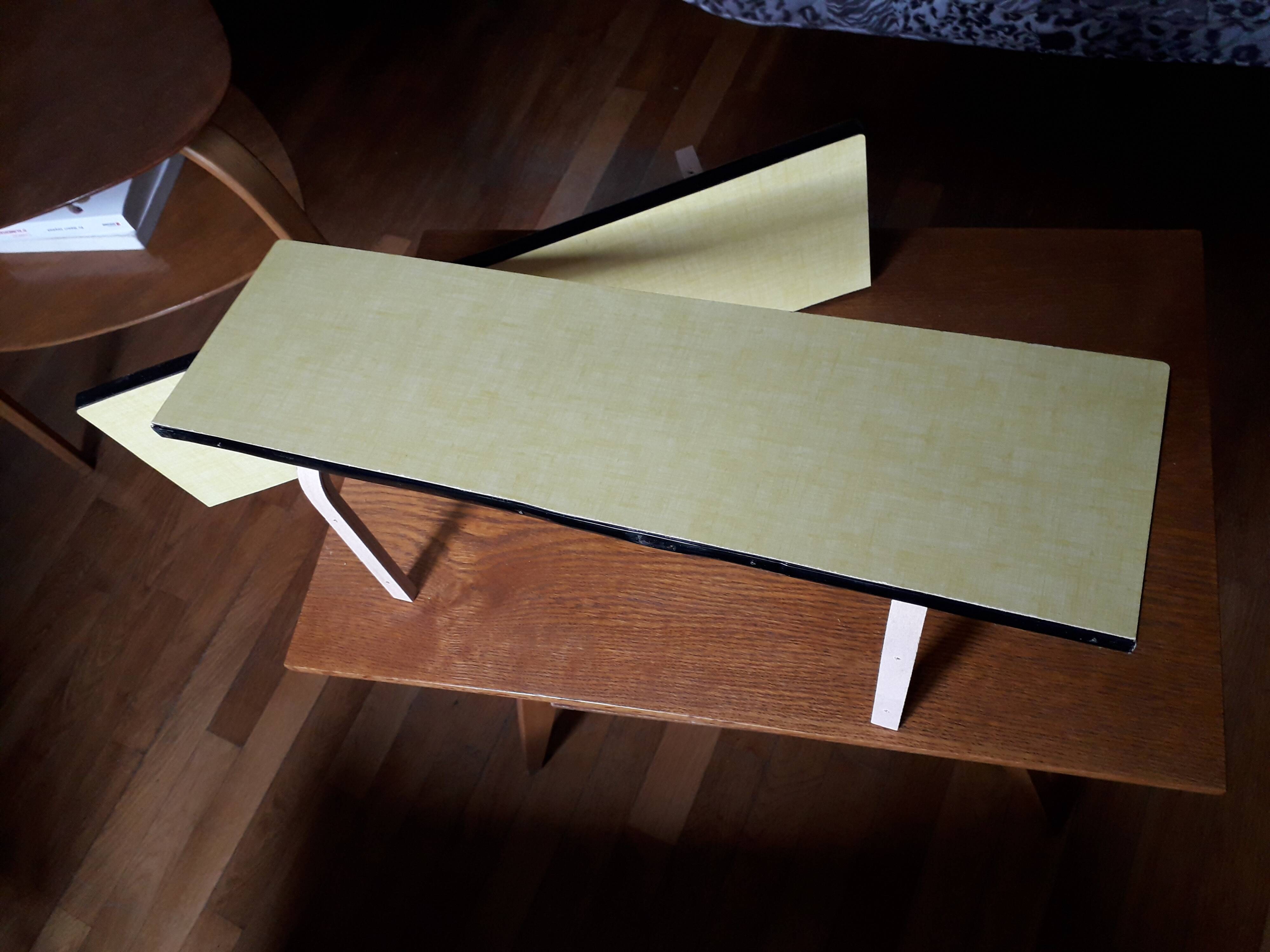 Pair tablets formica yellow vintage