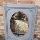 Mirror with a grey wooden frame