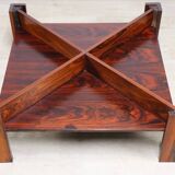 Scandinavian rosewood and glass coffee table Mobelintarsia - 1960